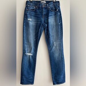 Madewell The Slim Boyjean Distressed Blue Denim Jeans, Size 25